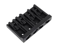 SUNGOOYUE 4 String Bass Guitar Bridge, Zinc Alloy Iron Guitar Bridge Bundle with Adjustable Saddles for Jazz Electric Bass Replacement Parts (Silver Black Golden) (Black)