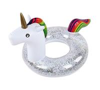 SUNGOOYUE Adult Swim Ring, PVC Safety Pool Float with Transparent Sequin Design, 3 Types 70cm Peafowl 70cm Licorne 90cm Licorne, for Adults Swimming Water Toys (90CM swimming ring)