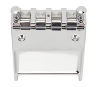 SUNGOOYUE Bass Guitar Bridge, Zinc Alloy Roller String Saddle, Adjustable Height Base Plate for 4 Strings Bass Guitar, Vintage Look for Stage Performance, Practice, and Recording