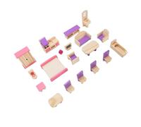 SUNGOOYUE Beech Wood Dollhouse Furniture Set 22 Pcs Miniature Toys for Kids with Doll House Accessories Cognitive Development Educational Play