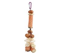 SUNGOOYUE Bird Chew Toy, Corn Cob and Wood Blocks Chewing Toy, Edible Nibbling Materials, Boredom Relief, Hanging Cage for Budgerigars Lovebirds Cockatiels (Rattan Ball Model)