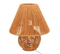 SUNGOOYUE Boho Table Lamp with Handcrafted Jute Shade, 3 Color Dimmable