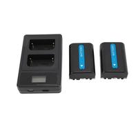 SUNGOOYUE Camera Battery, 1800mAh High Capacity Replacement with Dual USB LCD Charger, for M Type NP FM50 FM55H Equivalent Camcorder