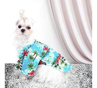 SUNGOOYUE Cat Dog Hawaiian Shirt Cloth Pet Clothes Jumpsuit Pajamas Coconut Tree Print Breathable Soft Easy Clean for Small Dogs Cats Beach Party Summer Autumn (S)
