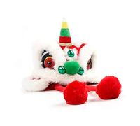 SUNGOOYUE Chinese Style Pet Lion Hat Polyester Plush Cloth Lion Dance Costume L Warm Holiday Headwear for Dogs and Cats 3D Mane Festival Party Photo Dress Up (L)