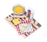SUNGOOYUE Dollhouse Decoration Accessories Miniature Pastries Ornament, Baking Set with Milk, Rolling Pin, Bowl and Other for Dollhouse Kitchen Toys