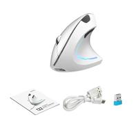 SUNGOOYUE Ergonomic Wireless Mouse, Vertical Computer Mouse with 2.4G BT5.1 Dual Mode Connection, Adjustable 800120016002400 DPI, Silent Click, Built in 600mAh Battery, for Office Home (White)