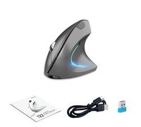 SUNGOOYUE Ergonomic Wireless Mouse, Vertical Computer Mouse with 2.4G BT5.1 Dual Mode Connection, Adjustable 800120016002400 DPI, Silent Click, Built in 600mAh Battery, for Office Home (Metal Gray)
