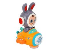 SUNGOOYUE Face Changing Bunny Toy Car,Interactive Light-Up Music Crawler,ABS Developmental Learning Toy for Ages 2+,Compact Bunny Design for Tummy Time Play