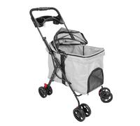 SUNGOOYUE Foldable Pet Stroller,Collapsible Dog Stroller Portable Cat 360° Breathable Mesh Sunshade Canopy 70CM Cabin Space for Medium Large Dogs (Grey)