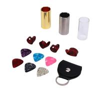SUNGOOYUE Guitar Slide Set with Brass, Stainless Steel Slides Accessories R534A Finger Cots Picks Storage Bag for Guitar, Banjo, Ukulele Players