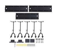 SUNGOOYUE Guitar Wall Mount Rack System with 5 Adjustable Hooks, 270 Degree Rotating Aluminum Rail for Electric Acoustic Bass Ukulele Display, Space Saving Instrument Storage