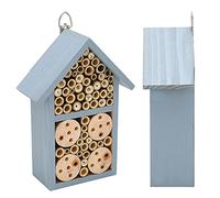 SUNGOOYUE Hotel Educational Shelter for Children Wooden Bee House with Natural Log Tubes for Garden Nature Observation Outdoor Decor and Pollinator Study