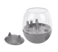 SUNGOOYUE Pet Food Dispenser Toy Easy Lock Lid (Tumbler-Literary Gray) | Durable plastic pet slow feeder with lock lid Mental stimulation Easy lock lid 3.5x5.3in size Feeding time Dogs