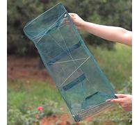 SUNGOOYUE Portable Fishing Net, Foldable Fish Shrimp Mesh Cage with Zipper Design for Easy Catch Removal, Nylon Net with Metal Frame for Small Medium Fish Shrimp Crayfish Crab Lobster (green)