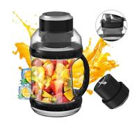 SUNGOOYUE Portable Smoothie Blender, Juice Bottles, 2L USB Rechargeable Shakes Machine with 6 Blades, 18000RPM for Kitchen Home Gym, Double Lid Design, Multi-Purpose Bottle, with Drinking (Black)