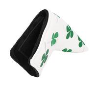 SUNGOOYUE PU Golf Club Head Cover Putter Headcover with Thick Plush Inner & Fabric Fastener Tape for L Shape Putter Clover Embroidery Protection