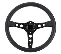 SUNGOOYUE Racing Steering Wheel 350mm 14in Universal Car Steering Wheel Black Aluminum Alloy Leather with Gray Stitching for Prototipo Style 6 Screw/Fastener