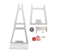SUNGOOYUE Rc Truck and Tow Build Kit, Aluminum Alloy Tow Truck Crane Arm Wrecker Kit with Trailer Hook Crane Arm Fixing Devices for 1/10 Scale Climbing Car (Black and White) (Silver)