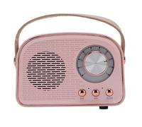 SUNGOOYUE Retro Bluetooth Speaker, Vintage Design with Leather Handle, Portable Wireless Speaker, Bluetooth 5.0, Built in Powerful Sound, Knob Adjustment, for Home Outdoor Travel (Pink)