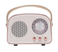 SUNGOOYUE Retro Bluetooth Speaker, Vintage Design with Leather Handle, Portable Wireless Speaker, Bluetooth 5.0, Built in Powerful Sound, Knob Adjustment, for Home Outdoor Travel (White)