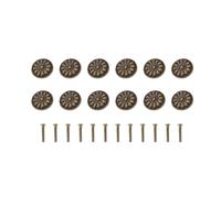 SUNGOOYUE Round Drawer Pulls, 32mm Zinc Alloy, 12 Pcs Bronze | Antique Copper Finish, Pre Drilled Install, For Dressing Table, Wardrobe, Cabinet Makeover Fans