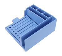 SUNGOOYUE Sticky Note Stencil, Reusable ABS Stencils with 5 Different Templates Pen Holder for 3x3in Notes Room and Office Desk Organizer (Blue)
