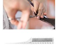 SUNGOOYUE Teasing Comb, ABS 3 Row Comb with Pointed Tail, Long Short Teeth, Non Slip Handle for Backcombing Styling, Hair Sectioning and Salon Home Hair Care (White)