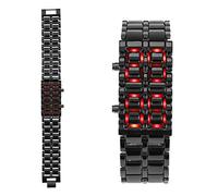 SUNGOOYUE The Steel -LED Bracelet Shows a Unique Bracele Couple (Black Belt red Light)