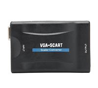SUNGOOYUE VGA to SCART Converter, HD Video Adapter for TV with Remote Control, Plug and Play, Worldwide Compatibility, Compact Design (Black)