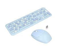 SUNGOOYUE Wireless Keyboard and Mouse Combo, 110 Keys Ergonomic Retro Typewriter Style with Numeric Keypad, Quiet Click and Automatic Power Saving, for XP 7 8 10 (Blue mixed color keyboard and mouse
