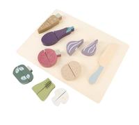 SUNGOOYUE Wooden Cutting Play Food Set Beech Wood Hand Tiller Garden Cultivator Soil Loosener for Kids Includes Cutting Tool Board Detachable Vegetables Interactive Play Safe for Toddlers