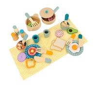 SUNGOOYUE Wooden Play Food Set, Cherry Wood 12 Piece Kitchen Utensils Toys, Educational Role Play Set for Toddlers Ages 3-6, Stimulates Cognitive Development, Early Learning, Parent-Child