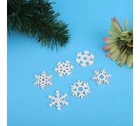 SUNGOOYUE Wooden Snowflake Cutouts Spray Painted Snowflake Pattern Scrapbooking 100 Count 2 Hole Hanging Tags for Christmas Tree DIY Craft Sewing and Party Decoration (100 Pieces per Pack 3.5CM)