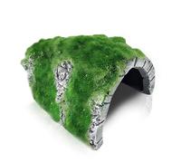 SunGrow Betta & Cichlid Fish Aquarium Decoration Rocks Hideout Cave, 5.7" x 4.3", Frog Resin Hideaway Tank Decor Ornament with Moss, for Crab, Gecko, Snake, Ball Python to Breed & Rest