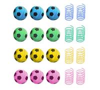 SunGrow Cat Soccer Balls & Coil Springs, Feline Entertainment for Indoor Kitten, Woven Colorful Wire Tube & Squishy Foam Sponge Balls, Heavy Plastic Pet Interactive Spiral, Cat Supplies & Accessories