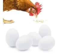 SunGrow Fake Wooden Eggs to Train Chicken & Duck from Laying in The Nesting Boxes (White, 3" Large, 5 Pack)