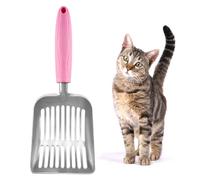 SunGrow Large Cat Litter Scoop, Life Transforming Cat Scooper, Reduces Hand Fatigue, Saves Clear Litter, Makes Scooping Faster and Easier (Pink, Small)
