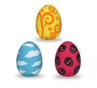SunGrow Squeak Balls for Dogs, Companion for Puppies and Small Breeds, 3 Assorted Easter Egg Designs, Indoor, Outdoor Interactive Throw and Fetch Orbs, Soft Rubber, Blue, Pink and Yellow, 2.5x1.5