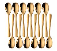 SUNGSENGEUR Teaspoons Set of 12, 13 CM Stainless Steel Table Teaspoon, Tea or Coffee Stirring Spoons, Yogurt Spoon, Dessert Spoon, 5.2" Inch (Gold)