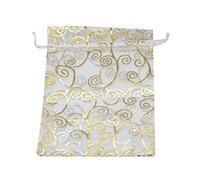 SUNGULF 50pcs Organza Pouch Bag Drawstring 5"x7" 13x18cm Strong Gift Candy Bag Jewelry Party Wedding Favor (Gold Silver)