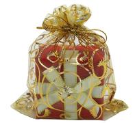 SUNGULF Gold Eyelash Organza Bags, 50 Pcs 4x4.72 Inches Sheer Mesh Drawstring Gift Bag Pouches for Wedding Favors Party Jewelry Candy Bathroom Soaps Festival Christmas