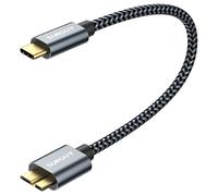 SUNGUY 10Gbps Micro B to USB C Hard Drive Cable 1FT, USB 3.1 High-Speed External Hard Drive USB C Cable for iPhone 16 15 Pro/Pro Max, MacBook Pro/Air, WD Toshiba Westgate Seagate