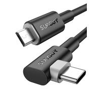 SUNGUY 2-Pack USB C Micro USB OTG Cable, 4FT 90-Degree Angled Type-C to USB Micro Android Charger Cable Compatible with MacBook Pro/Air, Galaxy S21/S20/S10, Pixel 5/4/3, Kindle