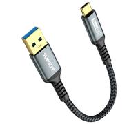 SUNGUY 6 inch/0.5FT USB C Android Auto Cable, 10Gbps USB C 3.1 Gen2 USB A to USB C Data Transfer Cable, 3A Fast Charging USB Type C Cord for 15/15 Pro Max, Samsung Galaxy S23, iPad Pro
