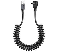 SUNGUY 60W Right Angle USB C Cable, Coiled USB C Cable for Android Auto & CarPlay, 90 Degree Type C Cable for Tesla Model Y/3, iPhone 17/16/15, Galaxy S26/S25, 1.8m[Length:0.5-1.2m]