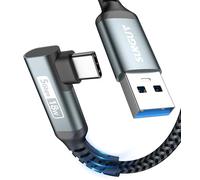 SUNGUY Android Auto USB C Cable, 2m/6FT Right Angle 3A Fast Charge & 5Gbps Data Sync Type C Cord for iPhone 17 16 15 Pro Max, Galaxy S24 S23 Ultra/Note 20, Samsung T7, SSD - Red