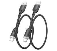 SUNGUY Android Auto USB Cable 0.3M [2 Pack], 3A USB to USB C Cable for iPhone 16/15 Carplay, Type C Fast Charging Silicone Cord Compatible with Galaxy S24 S23, Note20, Google Pixel, Moto