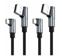 SUNGUY Right Angle Micro USB Cable 3FT/1M 2Pack, 90 Degree Micro USB Cable, 18W Fast Charging for Galaxy S7 S6 Edge J8 J7, Fire TV Stick, JBL Clip 3/2, Flip 4/3/2 - Grey