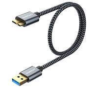 SUNGUY Short USB 3.0 Micro B Cable 1.6FT, Hard Drive Cable USB A to Micro B Lead for Seagate, Toshiba Canvio, Western Digital (WD), My Passport, Elements, Camera, Galaxy S5, Note 3
